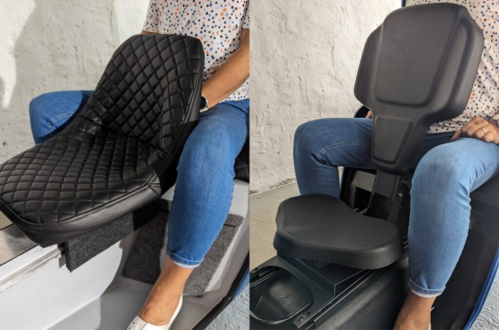 Fahrer und Mitfahrer sitzen jetzt auf eigens für Hopper entwickelten Sitzen die ein hohes Maß an Komfort und Stabilität bieten und zudem witterungsbeständig sind.
